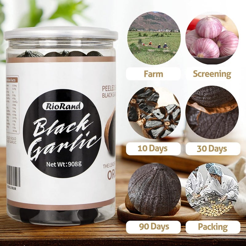 RioRand Black Garlic 908g - Whole Peeled Black Garlic Aged for 90 Days - Image 2